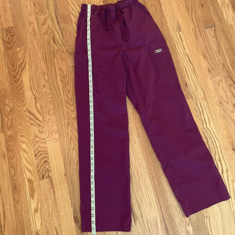 Cherokee Workwear Core Stretch Men's Drawstring Cargo Scrub Pants XS Wine 4243 - Picture 5 of 6